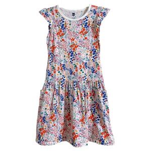 Tea Collection Girls Floral Dress Sz 10 Cotton Pockets Cap Sleeve